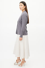 Brunello Cucinelli Grey Cashmere Pleated Cardigan