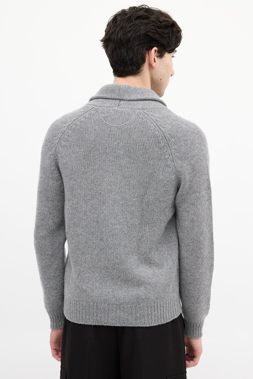 Brunello Cucinelli Grey Cashmere Shawl Collar Cardigan