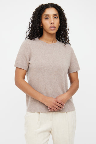 Theory Brown Cashmere Short Sleeve Top