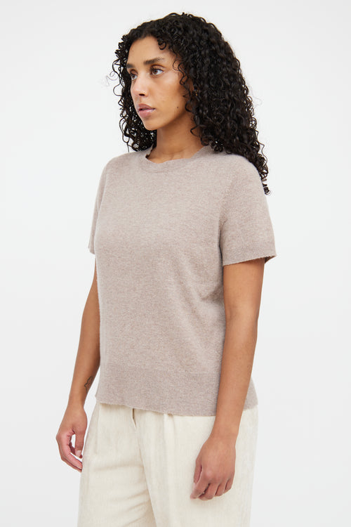 Theory Brown Cashmere Short Sleeve Top