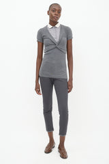 Brunello Cucinelli Grey & White Twisted Polo Tunic