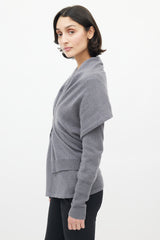 Brunello Cucinelli Grey Knit Cashmere Cardigan