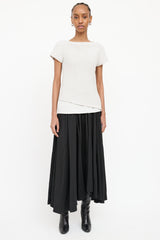 Brunello Cucinelli Knit & Silk Short Sleeve Top