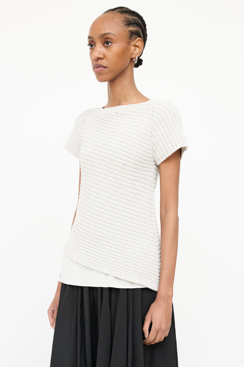 Brunello Cucinelli Knit & Silk Short Sleeve Top