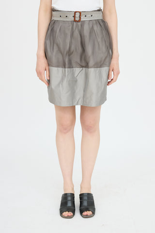 Brunello Cucinelli Two Tone Belted Skirt