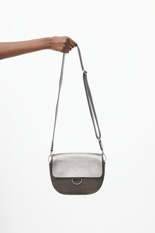 Brunello Cucinelli Grey Metallic Leather Bag