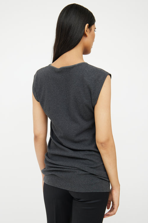 Brunello Cucinelli Dark Grey Monili Top