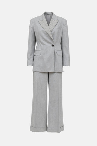 Brunello Cucinelli Wool Monili Bead Pant Suit