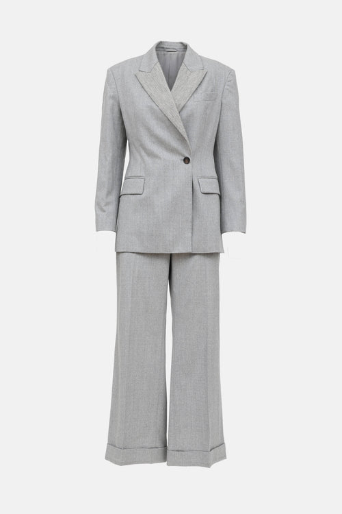 Brunello Cucinelli Wool Monili Bead Pant Suit