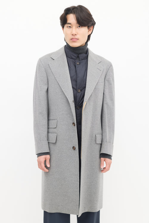 Brunello Cucinelli Grey & Navy Wool Detachable Vest Coat