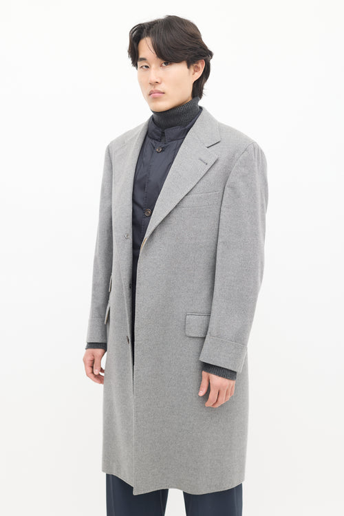 Brunello Cucinelli Grey & Navy Wool Detachable Vest Coat