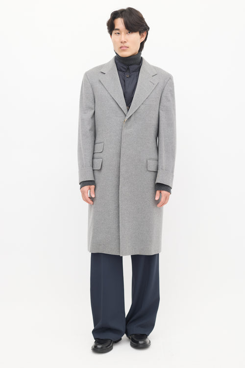 Brunello Cucinelli Grey & Navy Wool Detachable Vest Coat