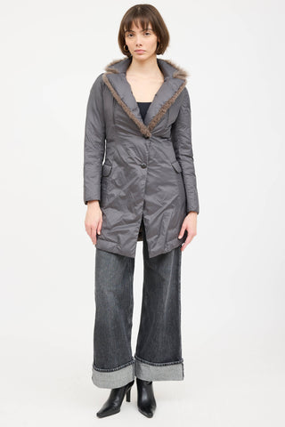 Brunello Cucinelli Padded Fur Trim Coat