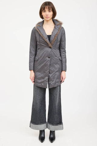 Brunello Cucinelli Padded Fur Trim Coat