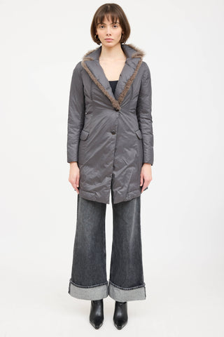 Brunello Cucinelli Padded Fur Trim Coat