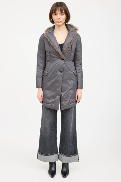 Brunello Cucinelli Padded Fur Trim Coat