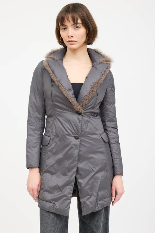 Brunello Cucinelli Padded Fur Trim Coat