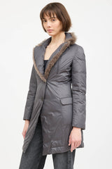 Brunello Cucinelli Padded Fur Trim Coat
