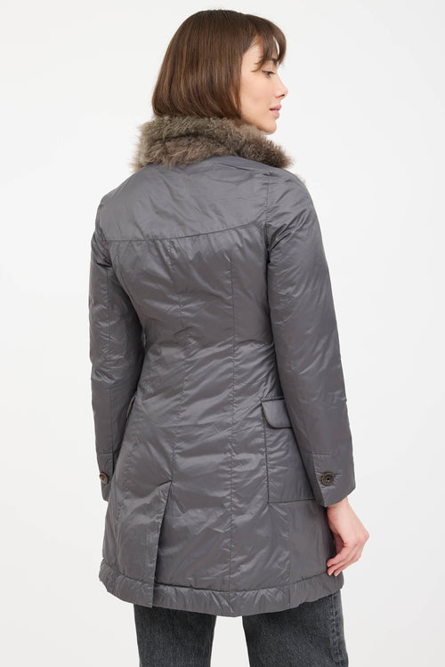 Brunello Cucinelli Padded Fur Trim Coat
