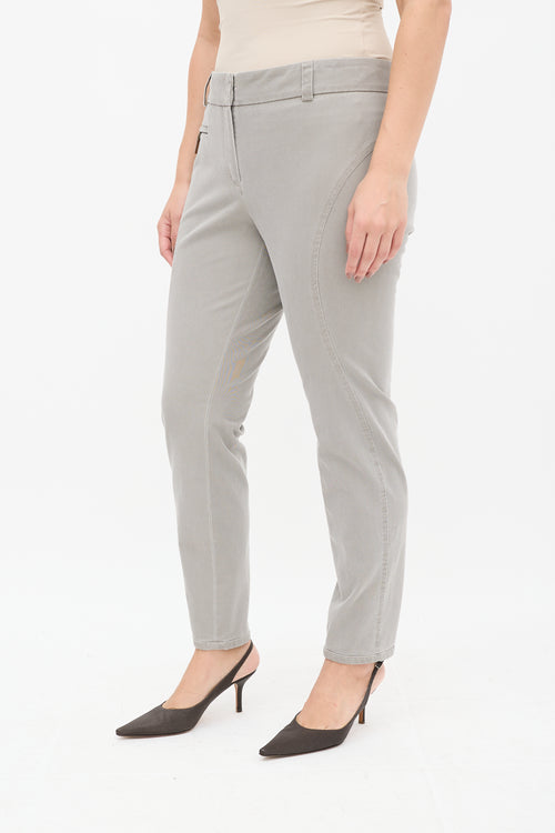 Brunello Cucinelli Grey Panelled Slim Trouser