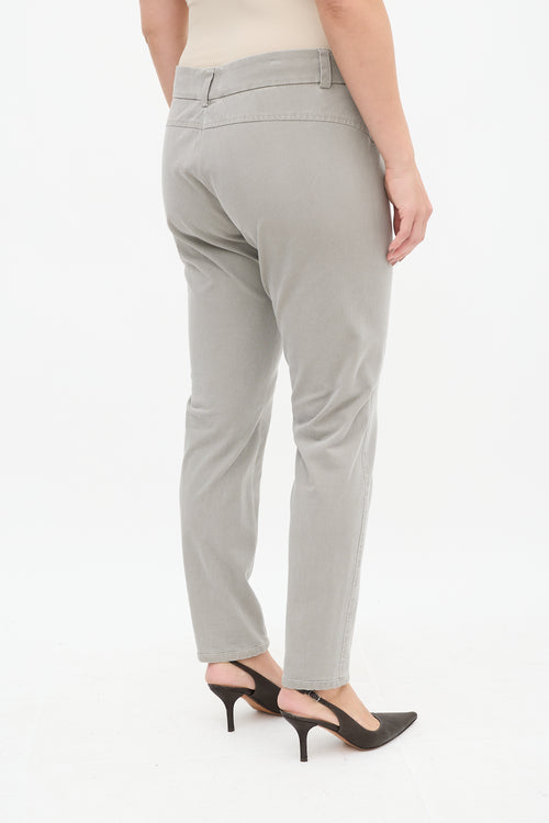 Brunello Cucinelli Grey Panelled Slim Trouser