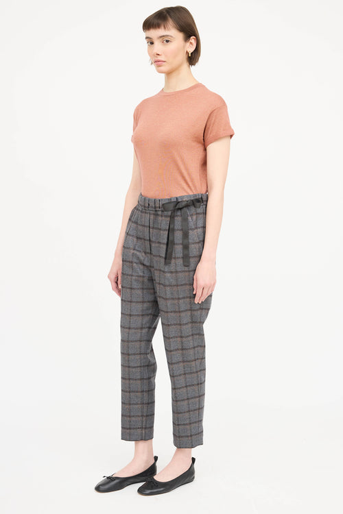 Brunello Cucinelli Wool Checkered Metallic Pant