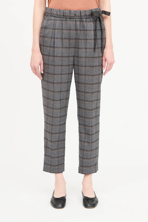 Brunello Cucinelli Wool Checkered Metallic Pant
