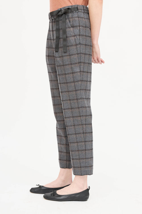 Brunello Cucinelli Wool Checkered Metallic Pant