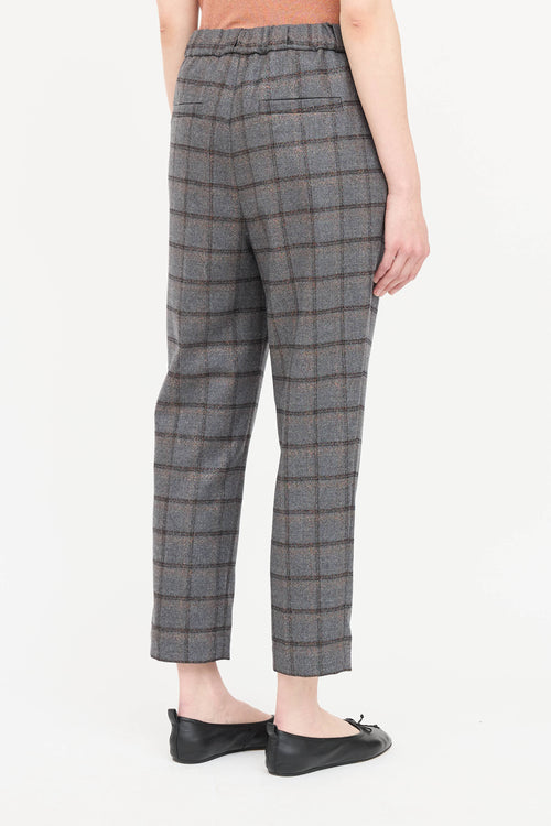 Brunello Cucinelli Wool Checkered Metallic Pant