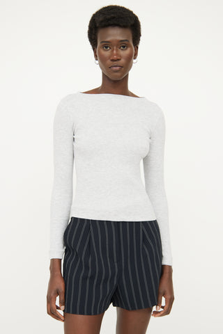 Grey Ribbed Beaded Top Brunello Cucinelli