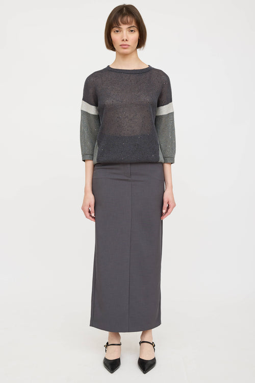 Linen Knit Panelled Sweater
