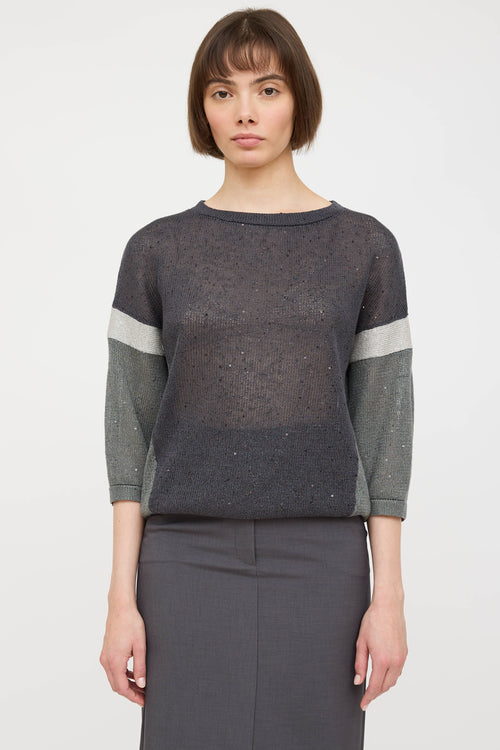 Linen Knit Panelled Sweater