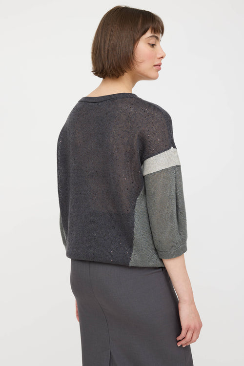 Linen Knit Panelled Sweater