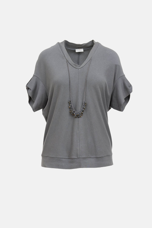 Brunello Cucinelli Cotton Embellished Top