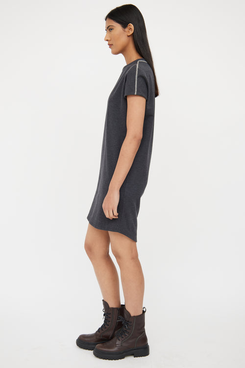 Brunello Cucinelli Dark Grey Monili T-Shirt Dress