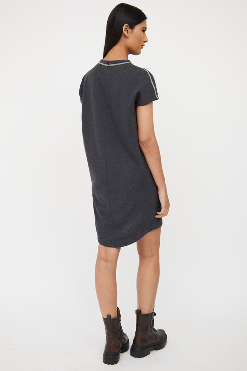 Brunello Cucinelli Dark Grey Monili T-Shirt Dress