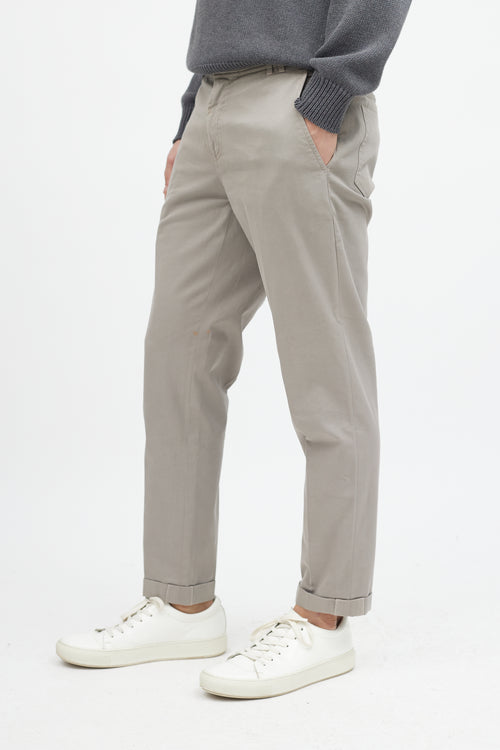 Brunello Cucinelli Grey Slim Cuffed Trouser