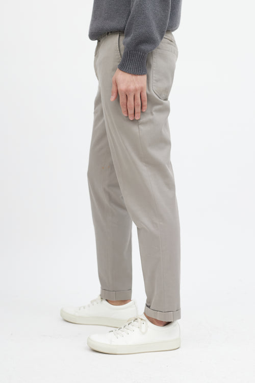 Brunello Cucinelli Grey Slim Cuffed Trouser
