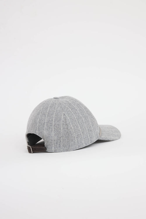 Brunello Cucinelli Pinstripe Wool Monili Cap