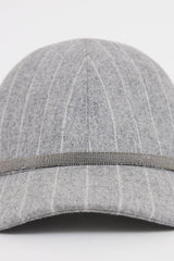 Brunello Cucinelli Pinstripe Wool Monili Cap