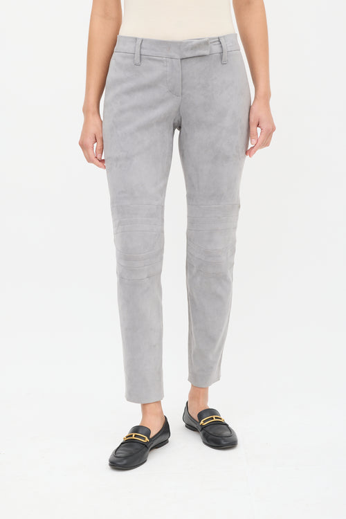 Brunello Cucinelli Grey Suede Panelled Pant