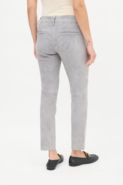 Brunello Cucinelli Grey Suede Panelled Pant