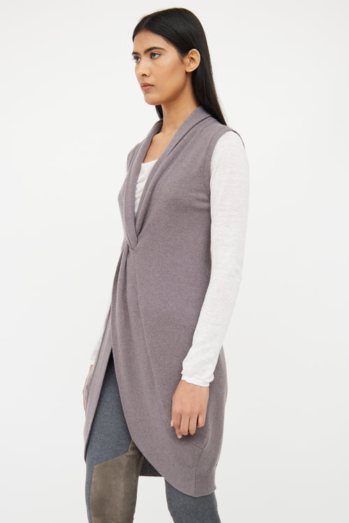 Brunello Cucinelli Grey Cashmere Knit Top