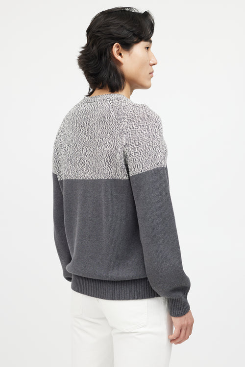 Brunello Cucinelli Grey & White Knit Sweater