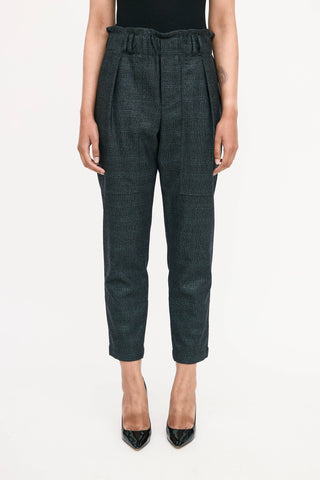 Brunello Cucinelli Wool Glitter Plaid Trouser