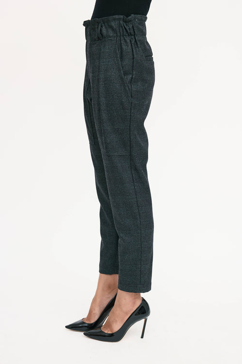 Brunello Cucinelli Wool Glitter Plaid Trouser
