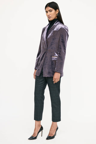 Brunello Cucinelli Wool Glitter Plaid Trouser
