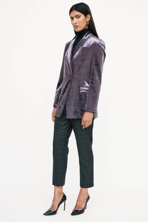 Brunello Cucinelli Wool Glitter Plaid Trouser