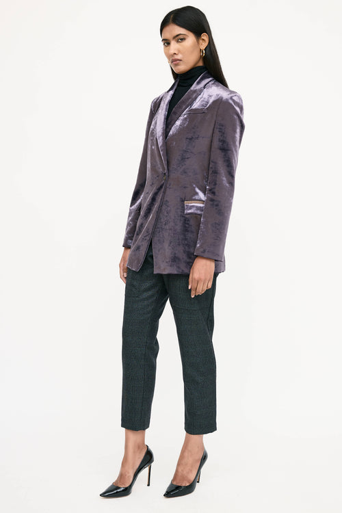 Brunello Cucinelli Wool Glitter Plaid Trouser