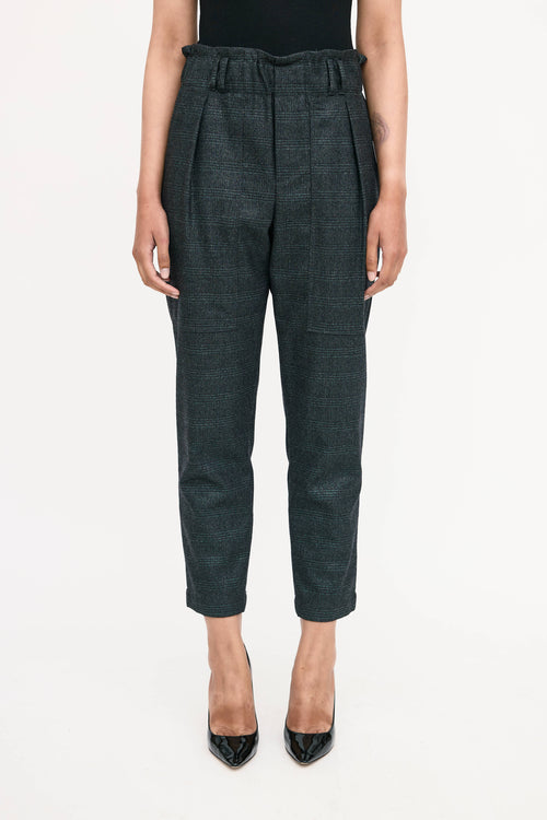 Brunello Cucinelli Wool Glitter Plaid Trouser